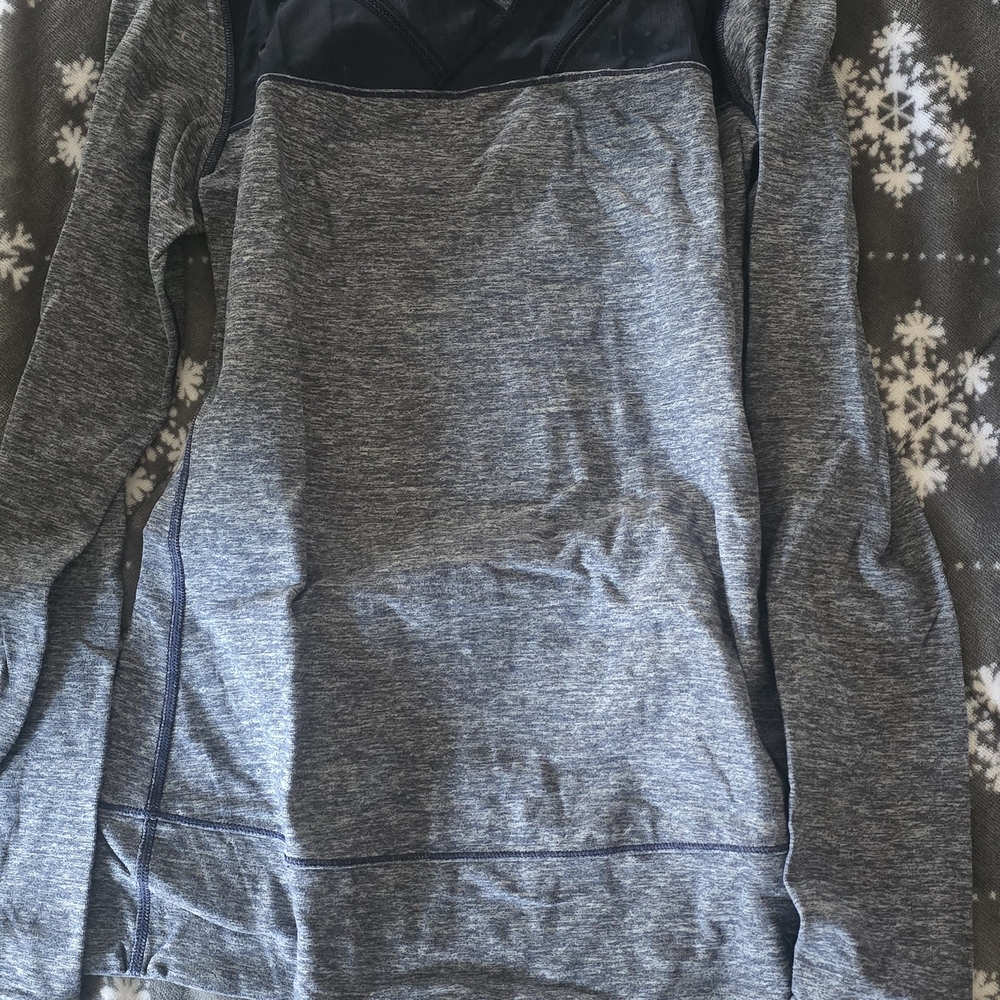 Gray and Black Long Sleeve Top